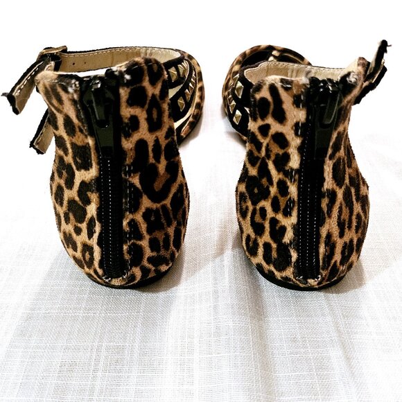 NWOT JUST FAB Pointed Toe With Studded Strap Leopard Print Flats Size 7.5 - Picture 3 of 7